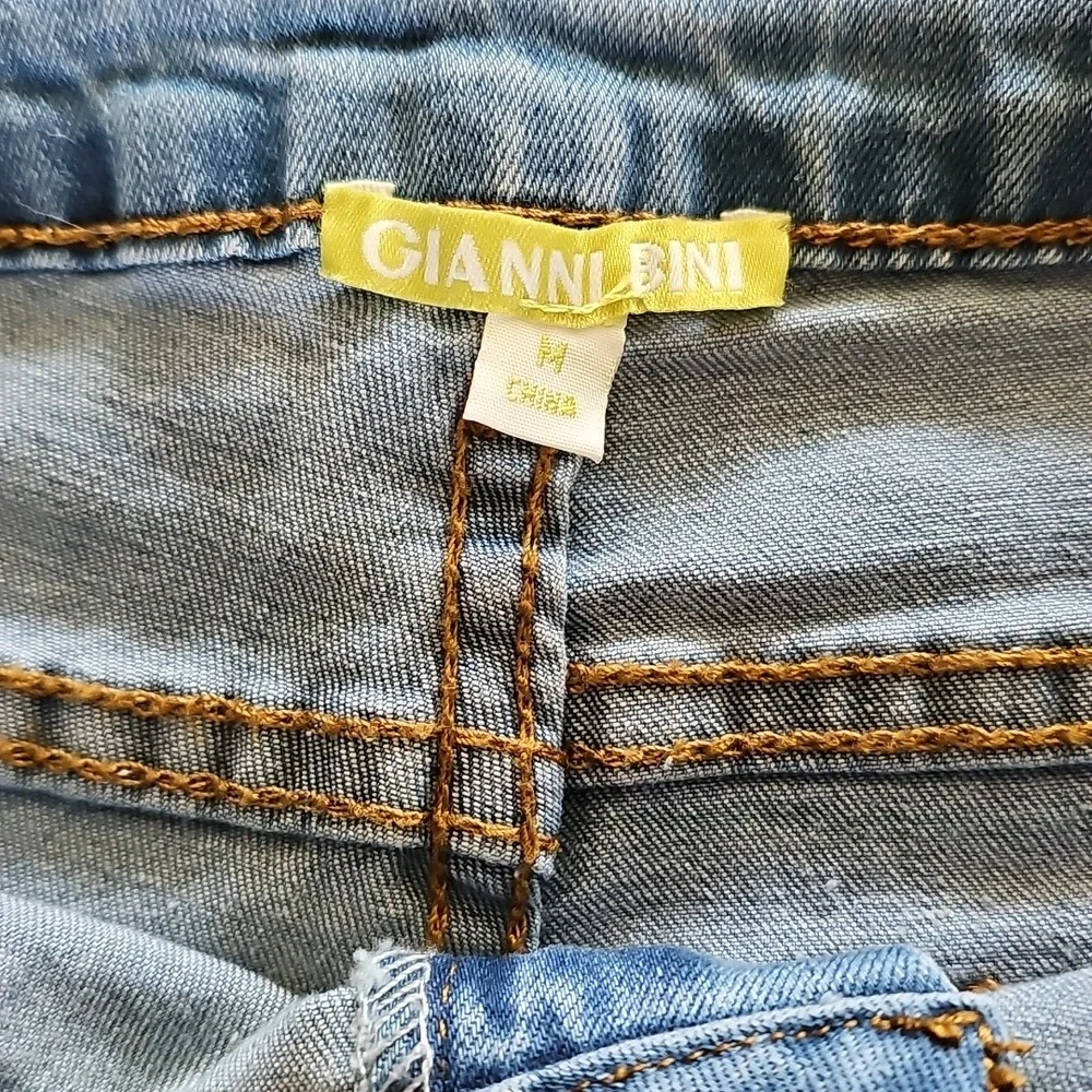 Gianni Bini Iridescent Blue Straight Leg Jeans, Size Medium